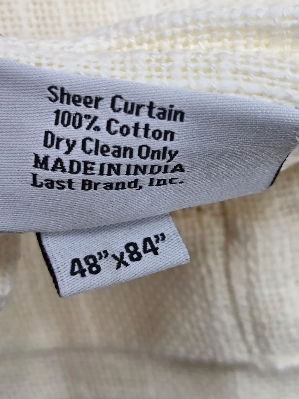NWT QUINCE Set Of 4 48x84 Cotton Sheer Curtains Ivory 0740
